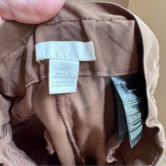 H&M brown high waist tie belt trouser pant SIZE 2 - Picture 4 of 6